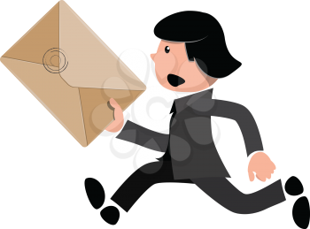 Royalty Free Clipart Image of a Person Running With an Envelope