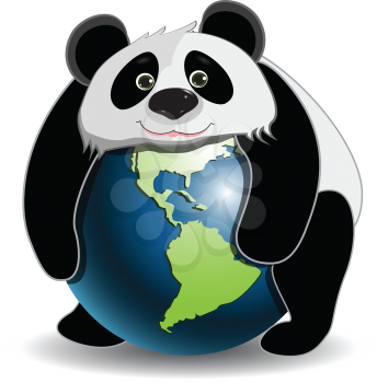 Royalty Free Clipart Image of a Panda on a Globe