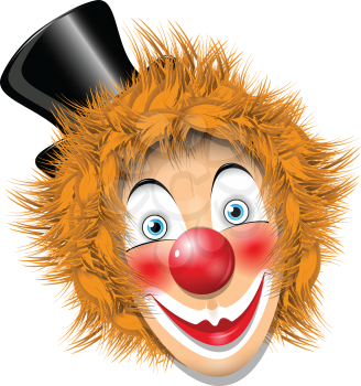 Royalty Free Clipart Image of a Clown Wearing a Top Hat