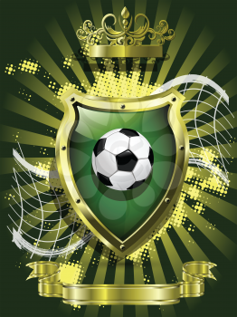 Royalty Free Clipart Image of a Soccer Ball on a Crest
