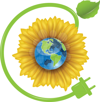 Royalty Free Clipart Image of a Flower With a Globe Centre and a Cord