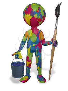 Royalty Free Clipart Image of a Person Covered in Paint