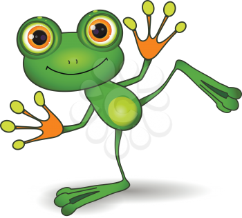 illustration standing cute green frog with big eyes