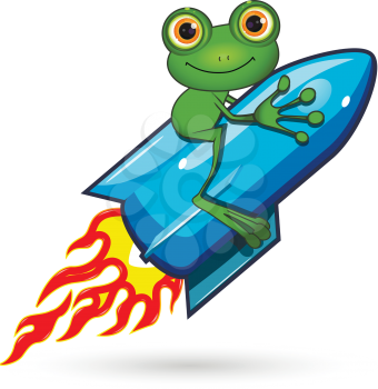 Illustration of a cartoon frog on the Rocket