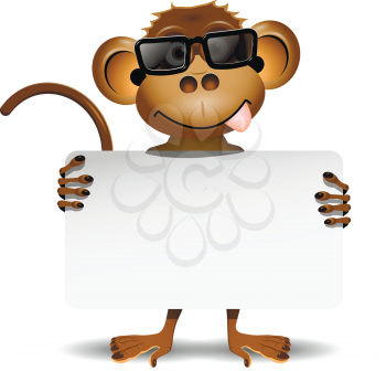 illustration merry monkey with sunglasses and with a white background