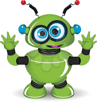 Illustration of a green robot with antennae