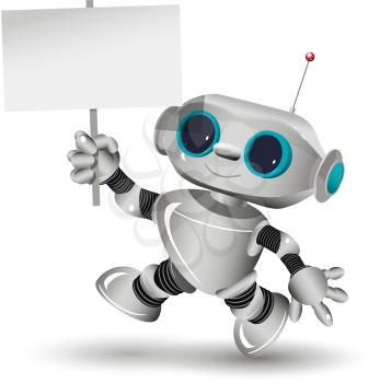 Illustration a white robot and white background