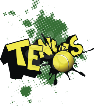 Illustration tennis ball on abstract green background