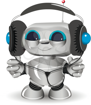 Illustration of a White robot listen to anything