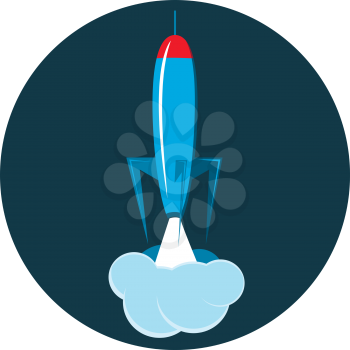 Cartoon Illustration of Space Rockets on a Blue Background
