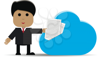 Abstract illustration of a man and cloud storage