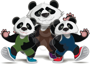 Illustration of a family of pandas in sneakers