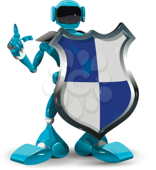 Illustration of a robot with a shield
