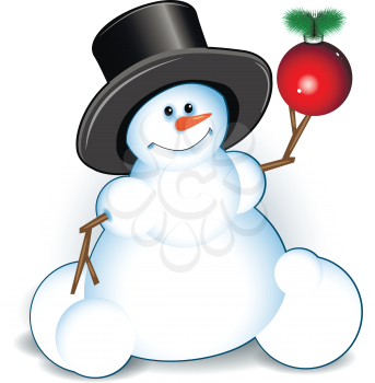 Illustration new year's snowman on white background