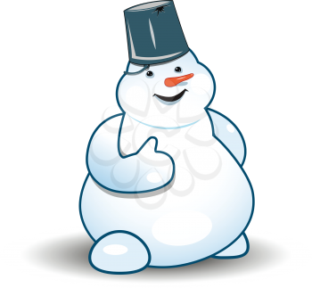 Illustration, new year's snowman on white background
