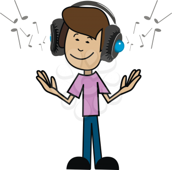 Illustration of a cartoon man in headphones