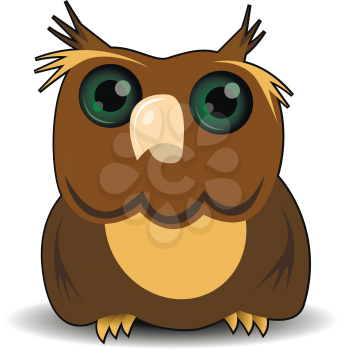 illustration goggle-eyed wise owl with green eyes