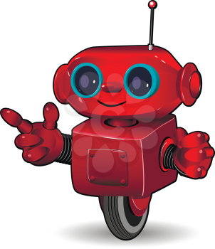 Illustration the red robot on the wheel