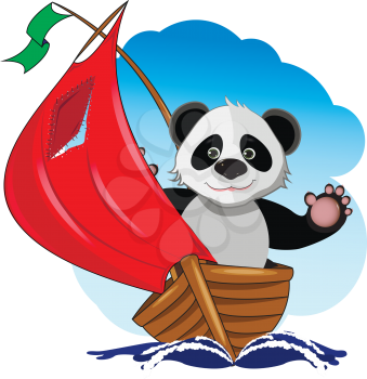 Illustration of a cute Panda in the boat