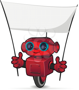 Illustration the red robot with a poster