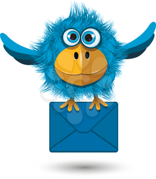 Illustration of Blue Bird with a blue envelope