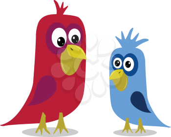 Stock Illustration Two Cartoon Birds on a White Background