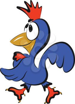 Stock Illustration Blue Rooster on a White Background