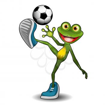 Illustration Green Frog with a Soccer Ball