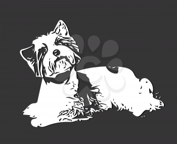Illustration Figure White Dog on a Gray Background