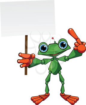Stock Illustration Frog Robot with Poster on a White Background