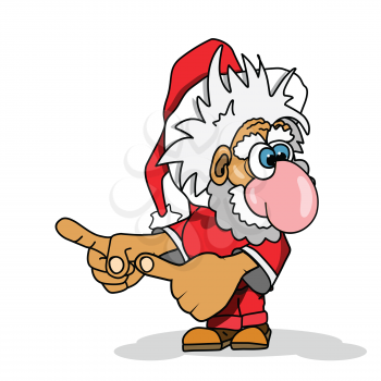 Illustration Cartoon Santa Claus Pointing to Side on a White Background