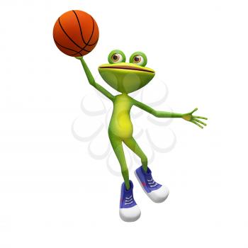 3D Illustration of a Basketball Frog on a White Background