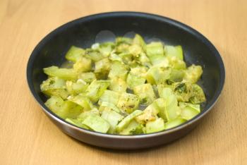 Royalty Free Photo of Zucchini in a Frying Pan