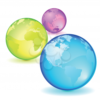 Royalty Free Clipart Image of Three Transparent Globes