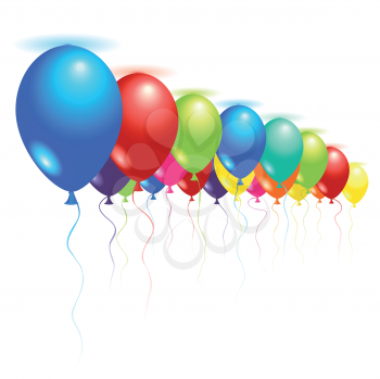 Royalty Free Clipart Image of Balloons on the Ceiling