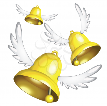 Royalty Free Clipart Image of Flying Bells