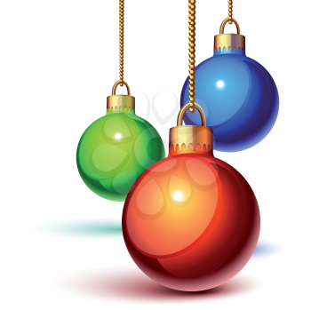 Royalty Free Clipart Image of Three Christmas Ornaments