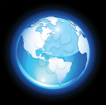 Royalty Free Clipart Image of a Blue Crystal Earth