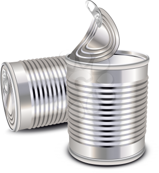 Royalty Free Clipart Image of Two Tin Cans