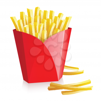 Royalty Free Clipart Image of French Fries in a Red Box