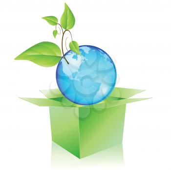 Royalty Free Clipart Image of a Blue Planet in a Box