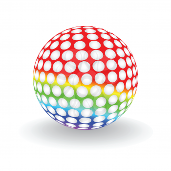 Royalty Free Clipart Image of a Multi-Coloured Golf Ball