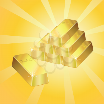 Shiny gold bars over a retro style background