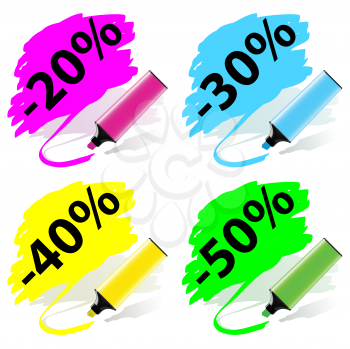 Royalty Free Clipart Image of Highlighters and Markdowns