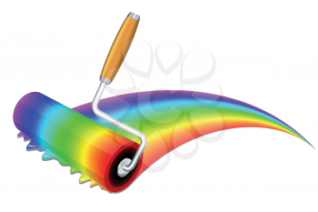 Royalty Free Clipart Image of a Rainbow Paint Roller