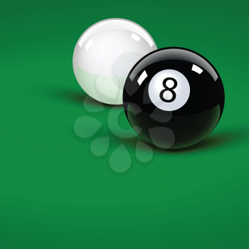Royalty Free Clipart Image of a Cue and 8 Ball