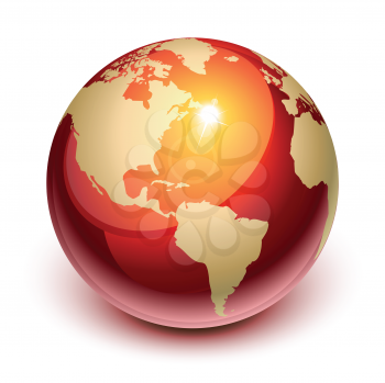 Royalty Free Clipart Image of a Globe Showing North and South America