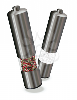 Royalty Free Clipart Image of Salt and Pepper Mills