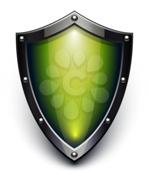 Royalty Free Clipart Image of a Green Security Shield
