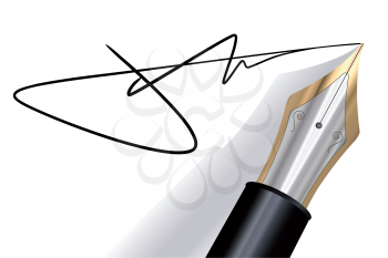 Royalty Free Clipart Image of Signing With a Fountain Pen